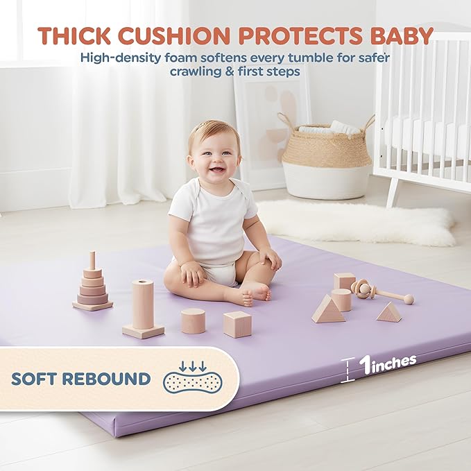 Motherly Haven Play Mat Cover Only – Fits 50x50x1 Rollable Foam Floor Mat for Babies – Waterproof, Easy to Clean Replacement Cover for Tummy Time & Crawling –Purple