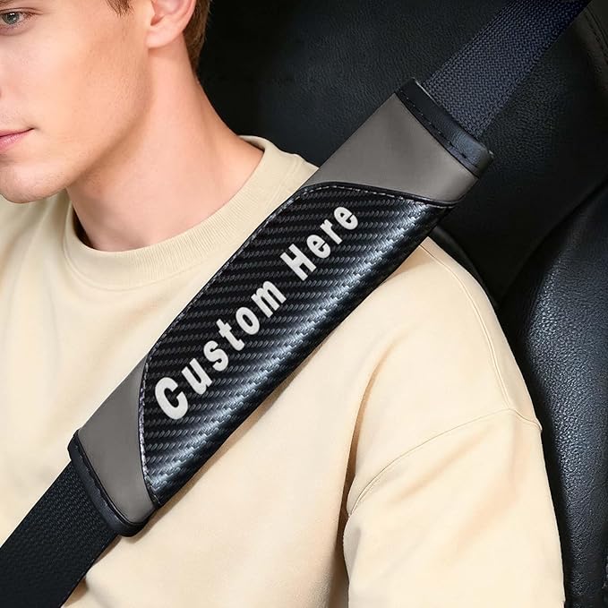Custom Seat Belt Cover Pad - Personalized Carbon Fiber Seatbelt Shoulder Cushion, Auto Accessories for Cars Trucks SUVs