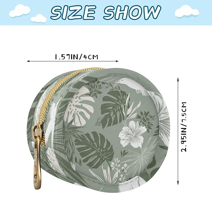 Pacifier Holder with Clip Pacifier Case for Diaper Bag Round Baby Pacifier Pouch Box Bag Portable Tropical Palm Leaves Birds Flowers