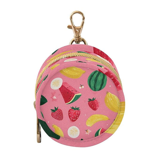 Pacifier Holder with Clip Pacifier Case for Diaper Bag Round Baby Pacifier Pouch Box Bag Portable Pink Watermelon Strawberry and Banana