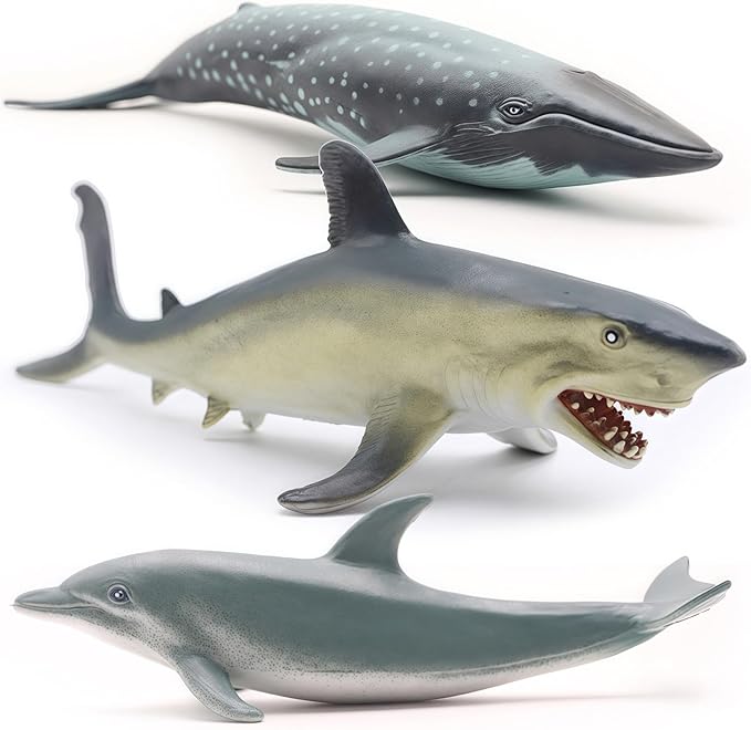 Gemini&Genius Whale Shark Animals Action Figure Toys for Kids (Dolphin, Tiger Shark, Whale Shark)