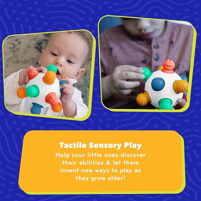 Mobi Woblii Platinum Sensory Toy - Sensory Ball for Toddlers and Kids, Sensory Activities for Babies & Toddlers, Teether Made with Food Grade Silicone, BPA Free and Phthalate Free for 3 Months and up