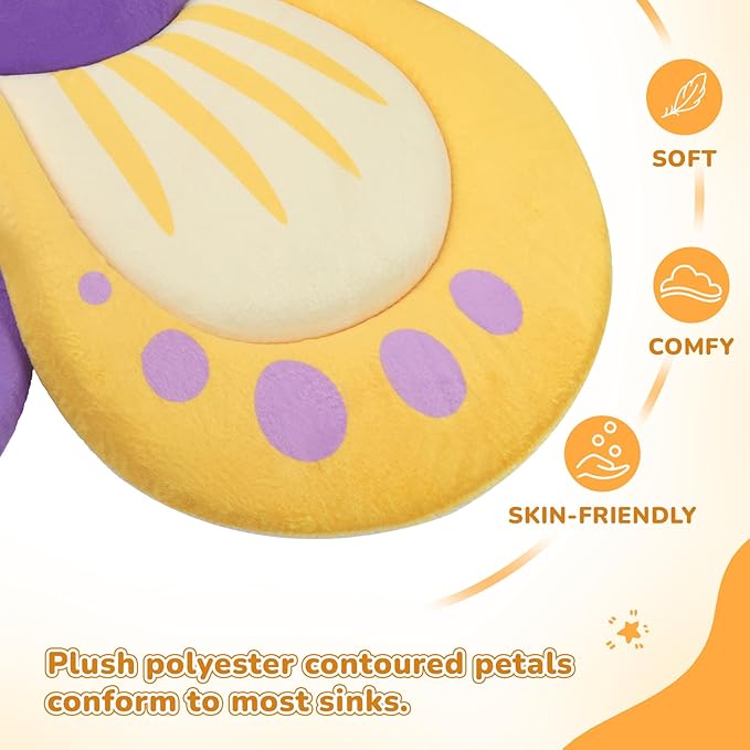 YooxArmor Flower Baby Bath Pad for Infant Bathtub Sink Flower Mat Tub Little Lotus - Petal Soft Supports Lounger Newborn Bathing Insert Seat Baby Essentials, Bees
