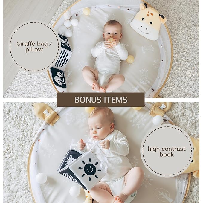 Aila+Aiden 6-in-1 XL Play Mat & Play Gym, Baby Gym, Baby Activity Gym, Sensory Exploration and Motor Skill Development Toys (Sand)