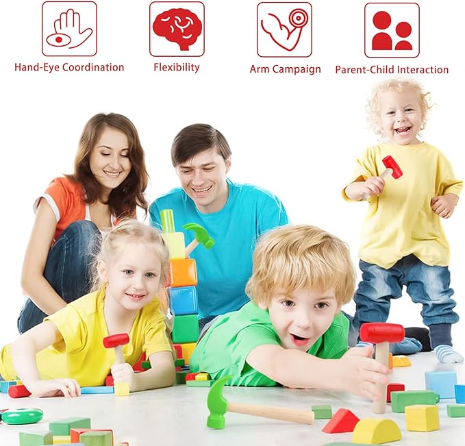 2pcs Toy Hammer Simulation Wooden Hammers Small Plastic Toddler Claw Hammers Portable Kids Maintenance Tools Toys Pretend Fake Mallet Hammer for Boys Girls