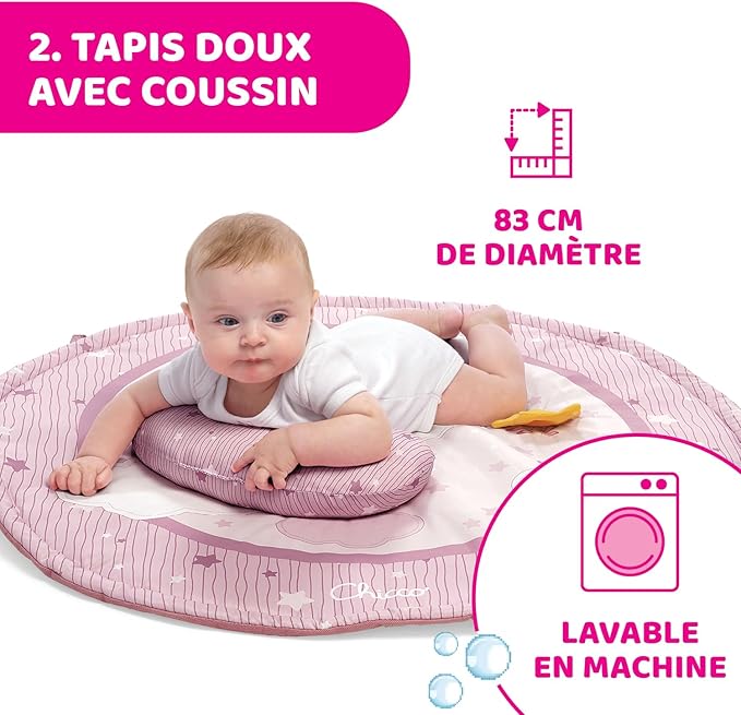 Chicco Palestrina dei Colori Pink 3in1, Multifunction Electronic Baby Gym with Newborn Mat, Star Projector, Removable Night Light and Relaxing Melodies, Baby Games 0+ Months