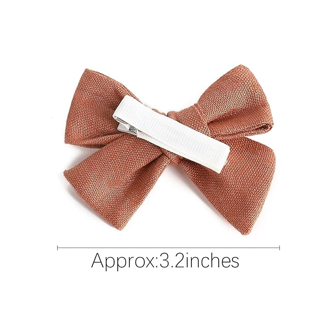 3.2'' Girls Rufous Linen Hair Bows Clips - Alligator Clips Hair Accessories for Little Girls, Toddlers, Kids, and Teens