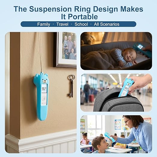 Bear Silicone Case Compatible with GoodBaby Thermometer for Adults and Kids, Cute Cartoon Thermometer Protective Case, Help Restless Baby Temperature, for Travel, Home and Outdoor (Blue)