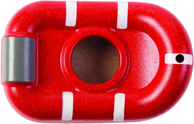 PlanToys® Wooden Coast Guard Boat with Driver | Waterproof Bath and Water Play Toy | Montessori Toy for Imaginative Rescue Play and Fine Motor Skills | Eco Friendly Toy Boat