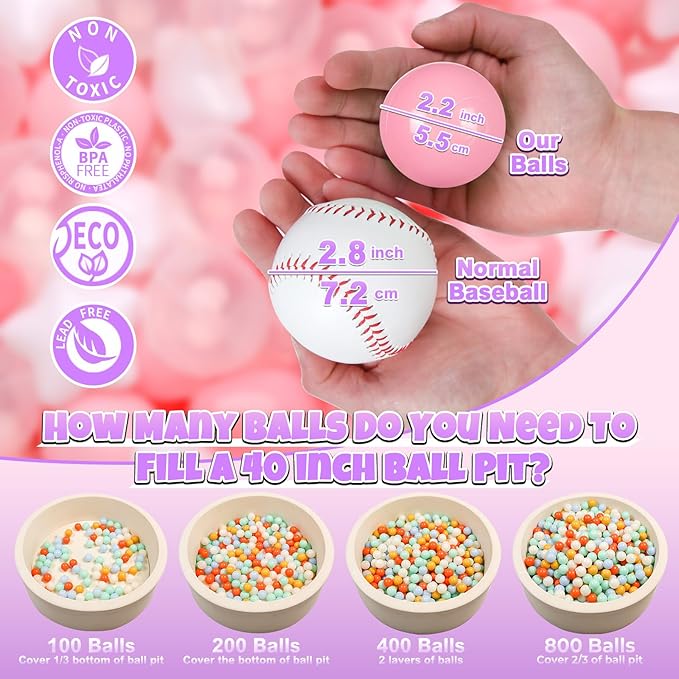 GOGOSO Ball Pit Balls,Plastics Balls for Ball Pit, Stars Hearts Shape for PastelBall for Toddlers Kids