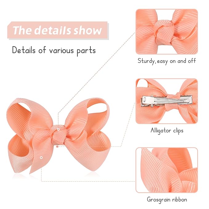 50 Pieces Hair Bows for Girls 3 Inch Grosgrain Ribbon Toddler Hair Accessories with Alligator Clips for Toddlers Baby Girls Kids Teens
