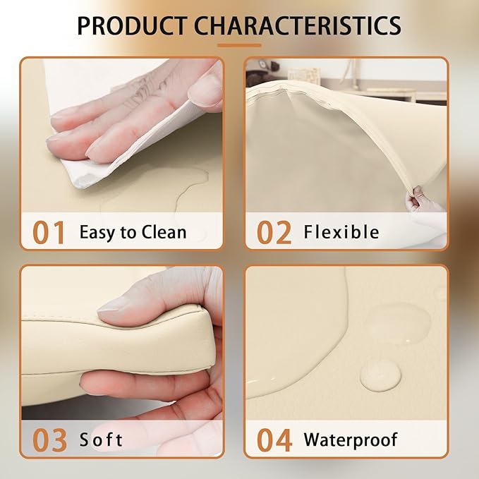 Foam Play Mat for Baby: PU Leather Waterproof Kids Playmat - Beige Baby Play Mats for Floor - Thick Play Mat for Playpen Padded Playpen Mattress Soft Infant Mat for Preschool (Beige Foam mat)
