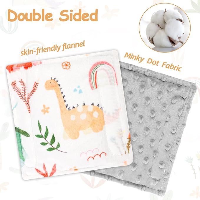 Baby Car Seat Strap Pads, Car Seat Strap Shoulder Covers for Baby Infant Toddler, Double-Sided Car Seat Belt Covers for Stroller/Pushchair/Baby Swing, Soft Flannel, Dinosaur