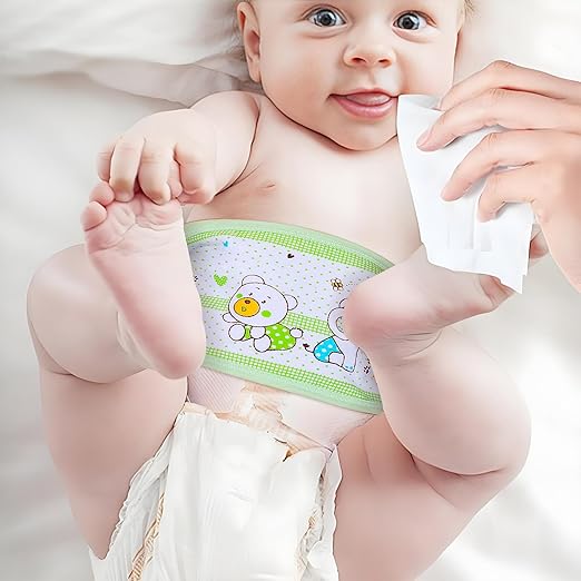 Beavorty Newborn Belly Band 4Pcs Infant Navel Belt Cotton Umbilical Cord Wrap Cartoon Soft Baby Belly Button Band for Colic Relief and Tummy Protection