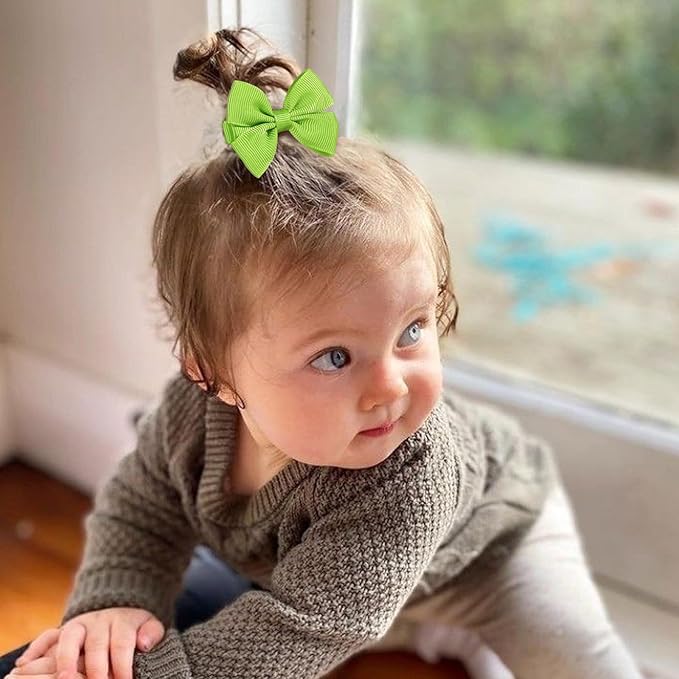 48PCS 2inch Baby Hair Clips, Oaoleer Baby Girls Fully Lined Hair Pins Tiny Hair Bows Alligator Clips for Girls Infants Toddlers 24 Colors in Pairs (Style G-48pcs)