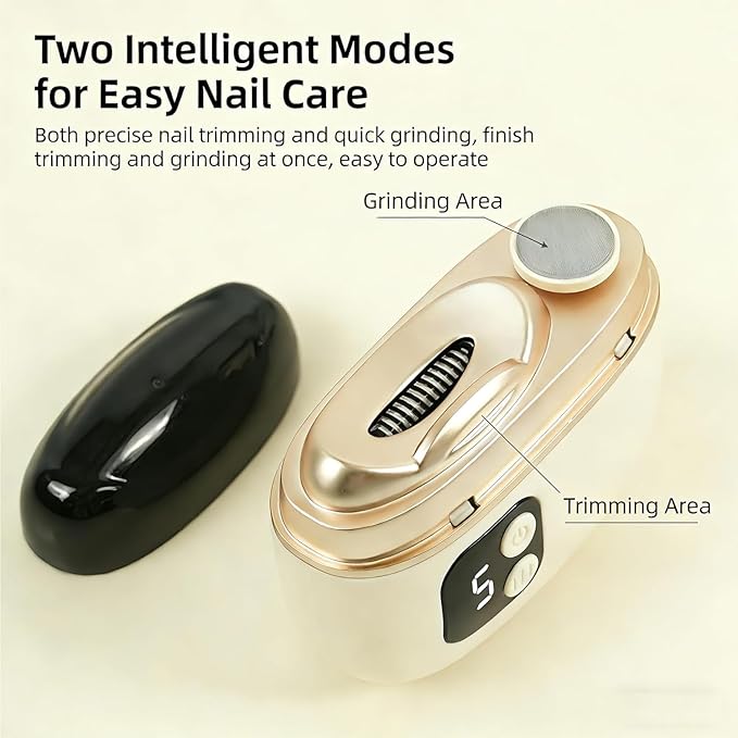 Electric Nail Clipper with LED Light, 2026 Improved Nail Clippers, Safe Automatic 4-in-1 Baby Nail Trimmer, Slanted Toenail Clippers for Deep Thick Ingrown Toenails, Ideal for All Your Nail Care Needs