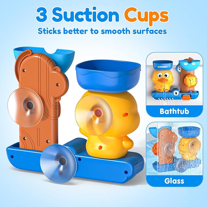 Bath Toys for 1 2 Year Old Boys: Cute & Fun Duck Bathtub Toys Toddlers 2-4 - Suction Bath Toys for Kids Ages 1-3-5 - Birthday Gifts for 1 2 3 Year Old Boy (Blue)