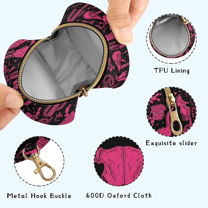 Western Cactus Boot Black Print Pacifier Holder Case for Diaper Bag Portable Travel Pacifier Storage Case with Clip Newborn Baby Pouch for Baby Boys Girls Purse Outdoor