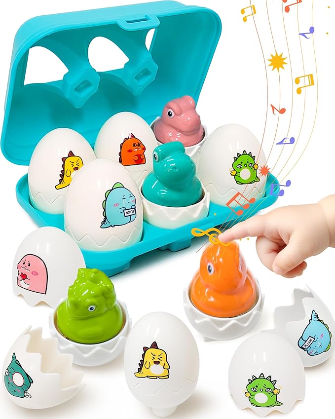 Zartores Easter Basket Stuffers for Toddlers 1-3, Easter Egg Toys for Toddlers 1-3, Matching Sensory Eggs Toys, Easter Birthday Gifts Prefilled Eggs with Toys for 3 Year Old Girls Boys