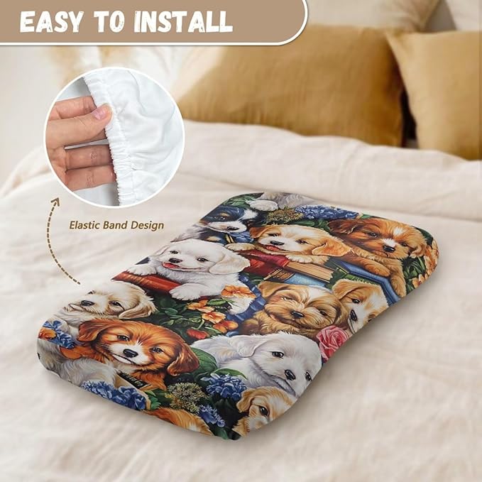 Puppy Dog Longer Cover for Baby Boys and Girls, Cute Dogs Snuggle Me Covers for Newborn Infant Nest Slipcover, 21.3“ X 31.5”