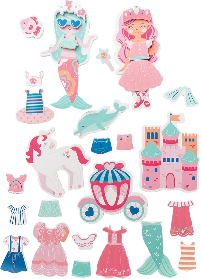 Stephen Joseph, Floating Dress-Up Foam Bath 35-Piece Toy Set, Girl/Mermaid