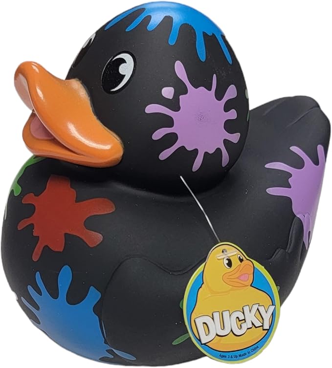 Big Rubber Ducky Collectible Mix (5.5") Alien, Robot, Dinosaur, Splat, Ninja, Confetti, Pink Heart, Yellow, Unicorn and Astronaut. Perfect for Ducking (Splat)