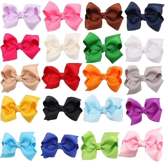 3 Inch Baby Girl Hair Bows Boutique Hair Clip Teens Toddlers Hairpin Headwear - Set of 2 (Light Green)