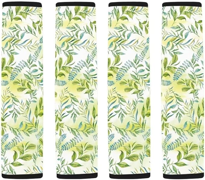 Green Leaves Car Seat Belt Cover Soft Car Safety Seat Belt Strap Shoulder Pad for Women Men 2 Pack for Adults Child