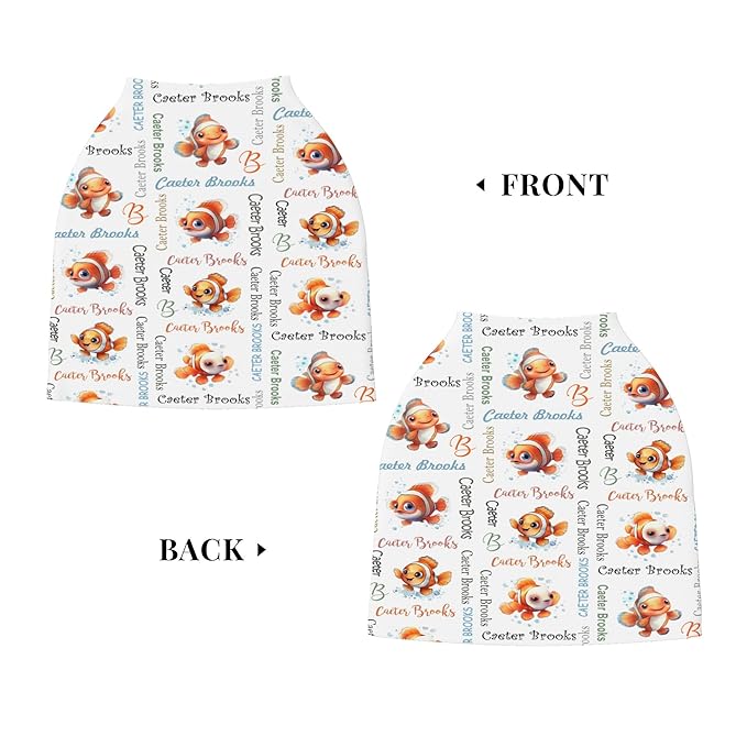 Personalized Baby Car Seat Cover with Name Stroller Canopy Custom Clownfish Carseat Cover Newborn Baby Boy Girl Nursing Cover for Moms First Birthday Gift