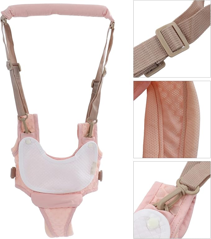 Baby Walking Harnesses, Lightweight Adjustable Detachable Crotch Pad Handheld Toddler Walk Assistant Belt Adjustable Standing Up and Walking Learning Helper for(Cherry Blossom Powder - Mesh Cloth)
