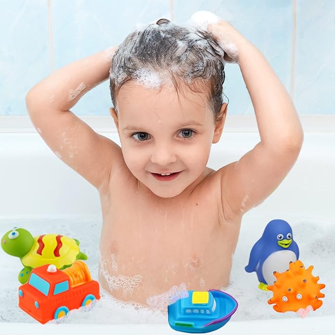 Dimple Set of 40 Floating Bath Toys, Sea Animals Squirter Toys for Boys & Girls, Assorted Sea Animals Friends, Squeeze to Spray! Tons of Fun, Great for Kids & Toddlers