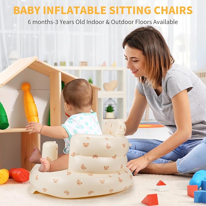 Inflatable Baby Seat - Blow Up Baby Chair Seats for Infants for Sitting Up 3 Months and Up, Inflatable Portable Sit Up Chair for Home, Floor, Travel