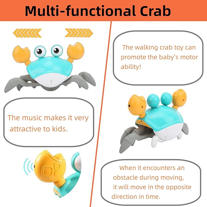 Crawling Crab Baby Toy,Tummy Time Musical Walking Dancing Crab Toys for Babies Toddler Interactive Development Toy