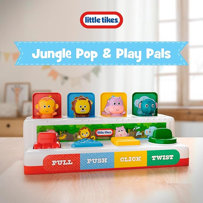 Lollipop Little Tikes Pop and Play Pals - Pop-Up Action Toy for Toddlers - Pull, Push, Click, Twist - Develop Motor Skills and Exploration Montessori Learning Toy