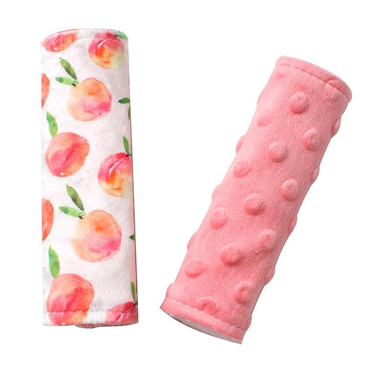 Car Seat Strap Covers for Babies Soft Car Seat Belt Covers, Mink Car Seat Straps Shoulder Pads for Boys and Girls, Peach