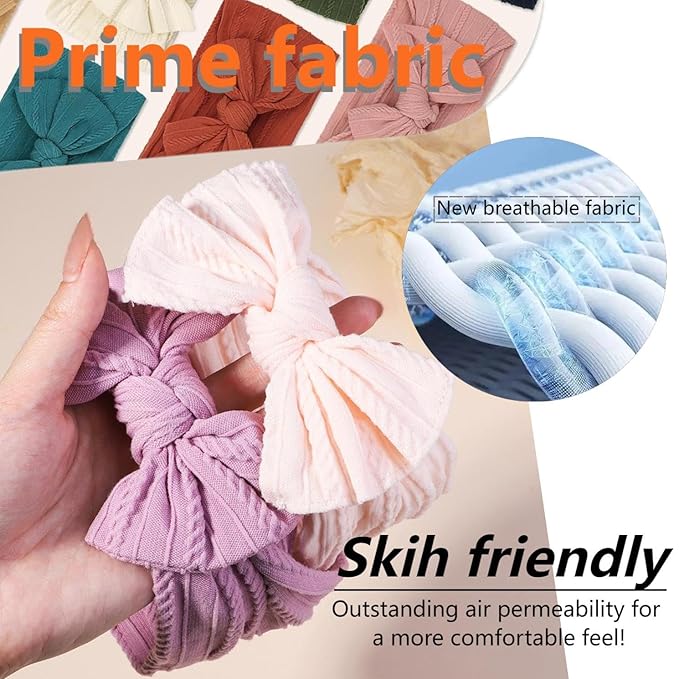 Photography Props Hairband，Super Stretchy Soft Knot Headbands with Hair Bows Head Wrap Hair Accessories For Newborn Baby Girls Infant Toddlers Kids （12 Colors）