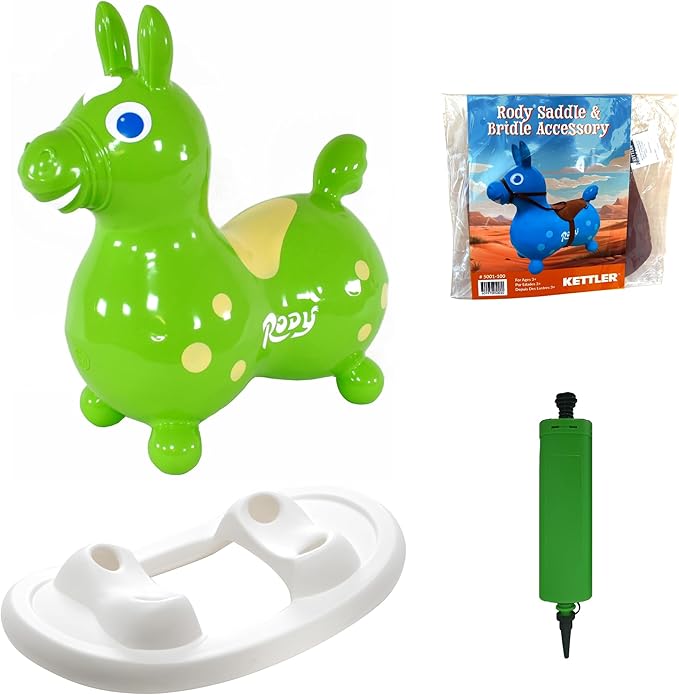 Gymnic Rody with Rocking Base and Saddle (Lime Green Rody & Rocking Base with Saddle)