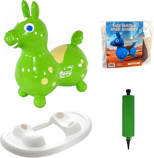 Gymnic Rody with Rocking Base and Saddle (Lime Green Rody & Rocking Base with Saddle)