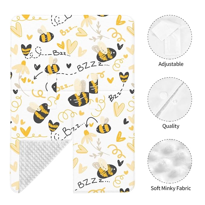 Cute Bees Car Seat Cover for Baby, Peekaboo Opening Carseat Cover Nursing Cover Canopy for Toddler Newborn Shower Gift