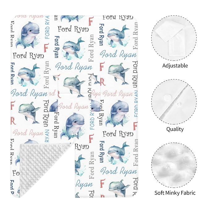 Personalized Winter Car Seat Covers for Babies with Name Whale Minky Baby Car Seat Cover for Boys Girls Custom Infant Carseat Covers Baby Blanket Nursing Cover Breastfeeding Scarf