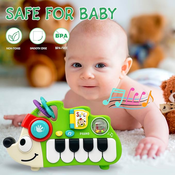 Baby Musical Toys for 1 Year Old Boy Girl, Light Up Music Developmental Learning Toy for Toddlers , Tummy Time Toy12 - 18 Months, Baby Birthday Gift (Hedgehog)