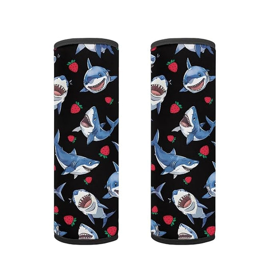 Biyejit 2 Pack Seat Belt Cover for Kids,Shark Strawberry Car Seat Belt Pads Cover for Boys Girls, Kid's Children Seat Belt Cushion, Shoulder Strap Pad