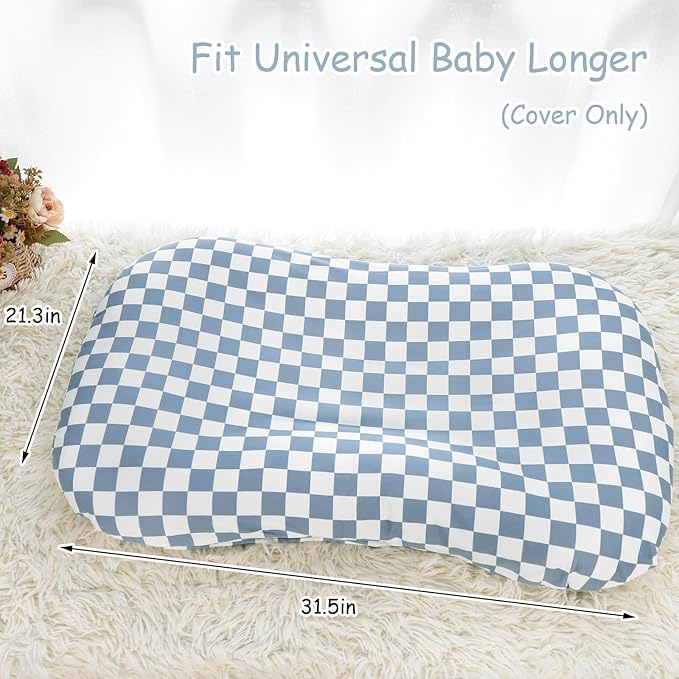 DILIMI Baby Lounger Cover for Boys and Girls, Removable Cover Ultra Soft Comfortable Lounger Slipcover, Blue Checkerboard (Lounger not Included)