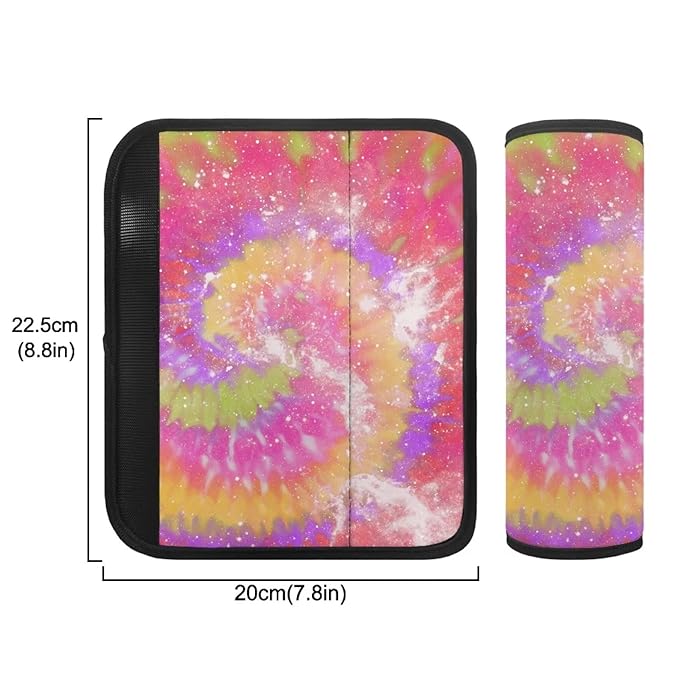 AFPANQZ 2 Pack Tie Dye Car Seat Strap Belt Covers Soft Car Seatbelt Pad Cushion Pad Set Auto Accessories Decor Adjustable Universal for Most Car Laptop Backpack Luggage Bag Straps Pads