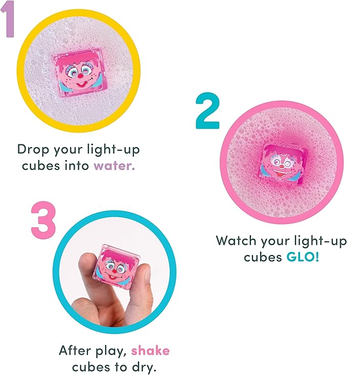 Glo Pals x Sesame Street Water-Activated Light-Up Cubes for Sensory Play (Abby Cadabby - Cubes with Character)