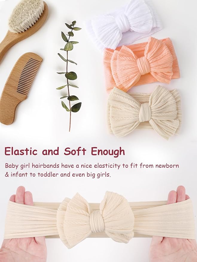 AQOKKA Baby Bows Headbands Nylon Baby Girl Headbands Soft Handmade Hairbands Toddler Hair Accessories for Girls Baby Newborn Infant Kids