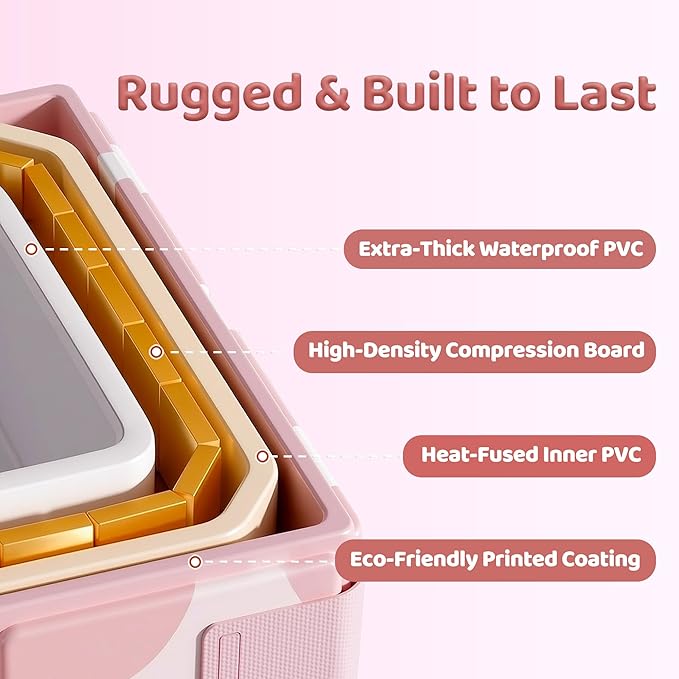 Collapsible Baby Bathtub for Newborn to Toddler, Foldable Toddler Bathtub with Drain Plug, Non-Slip Portable Infant Bath Tub for Travel Storage Outdoor Use, Milk Beige Pink