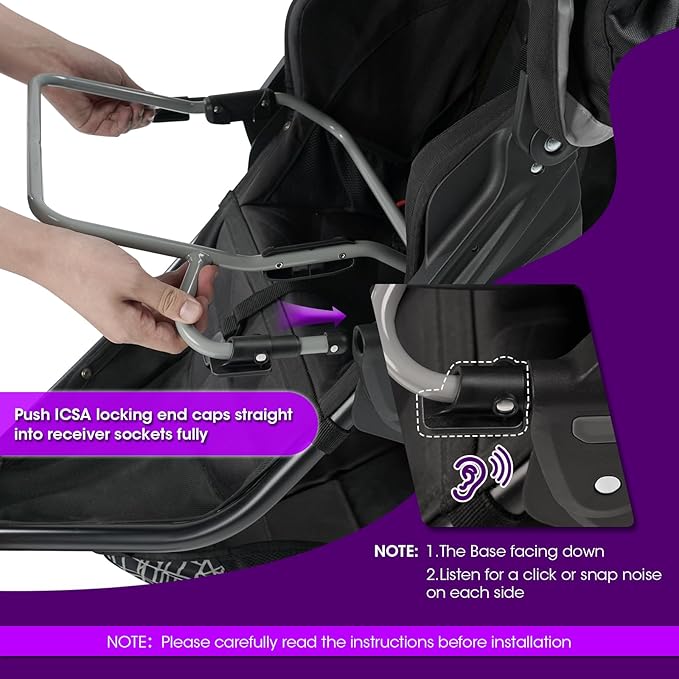 Single Jogging Stroller Adapter for Graco Infant Car Seats, Baby Trend Car Seat Adapter for Most BOB Gear Strollers, Baby Jogger Car Seat Replacement Part, Removable Receivers Not Included