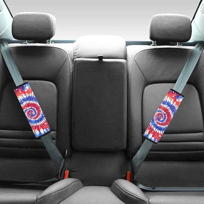 Car Seat Belt Covers Pack of 2 Universal Shoulder Strap Pad Vehicle Seatbelt Cover Car Decor Red Blue Swirl
