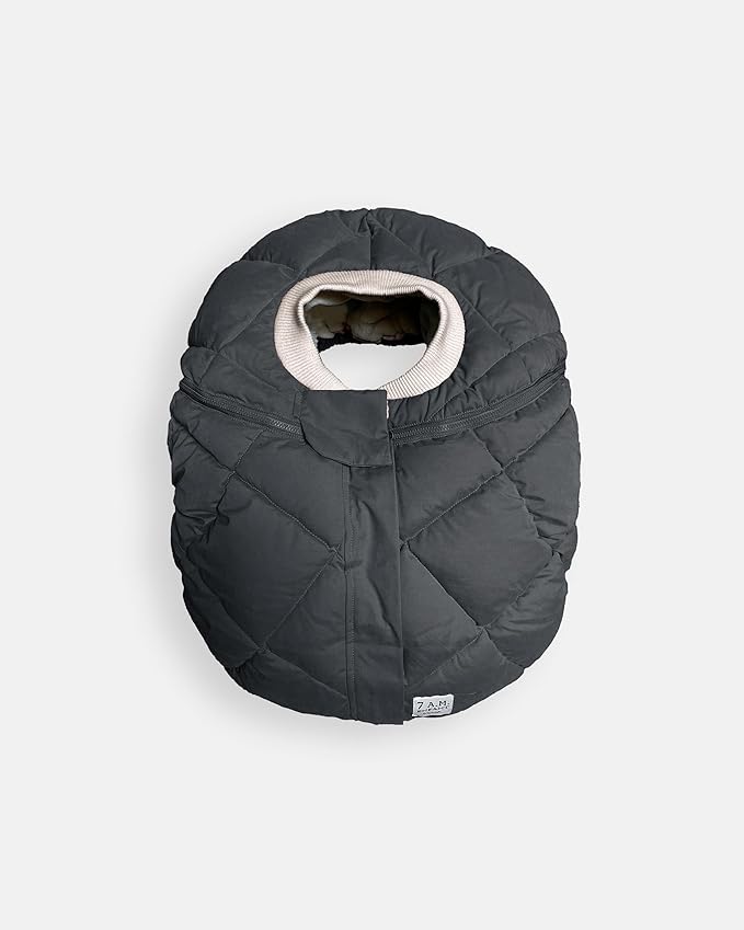 7AM Enfant Car Seat Covers - Cocoon Baby Cover for Boys & Girls, Rain & Snow Repellent, Breathable Windproof, Center Zipper, Universal Fit for Infant Car Seat (0-12M) (Smokey Quilted)
